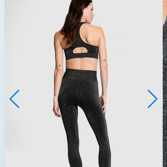 NWT VS/PINK Seamless Black Glitter Leggings - Picture 2 of 6